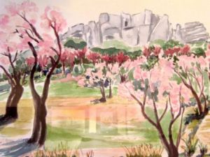 Voir le détail de cette oeuvre: Amandiers en fleurs devant les Baux de Provence